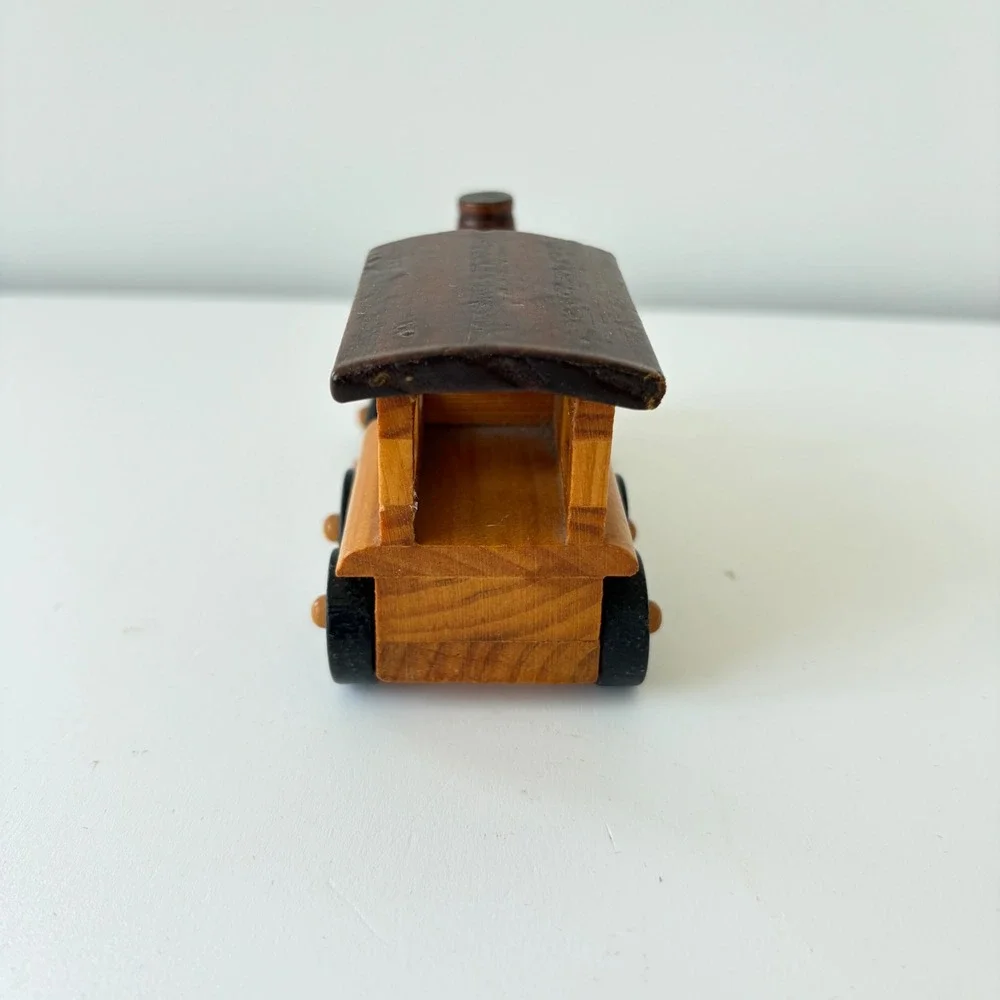 Pancho Hand Carved Wooden Locomotive Train Engine Toy Natural Two Tone Decor
